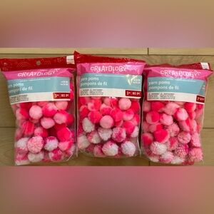 Creatology Pink and White Yarn Poms NEW